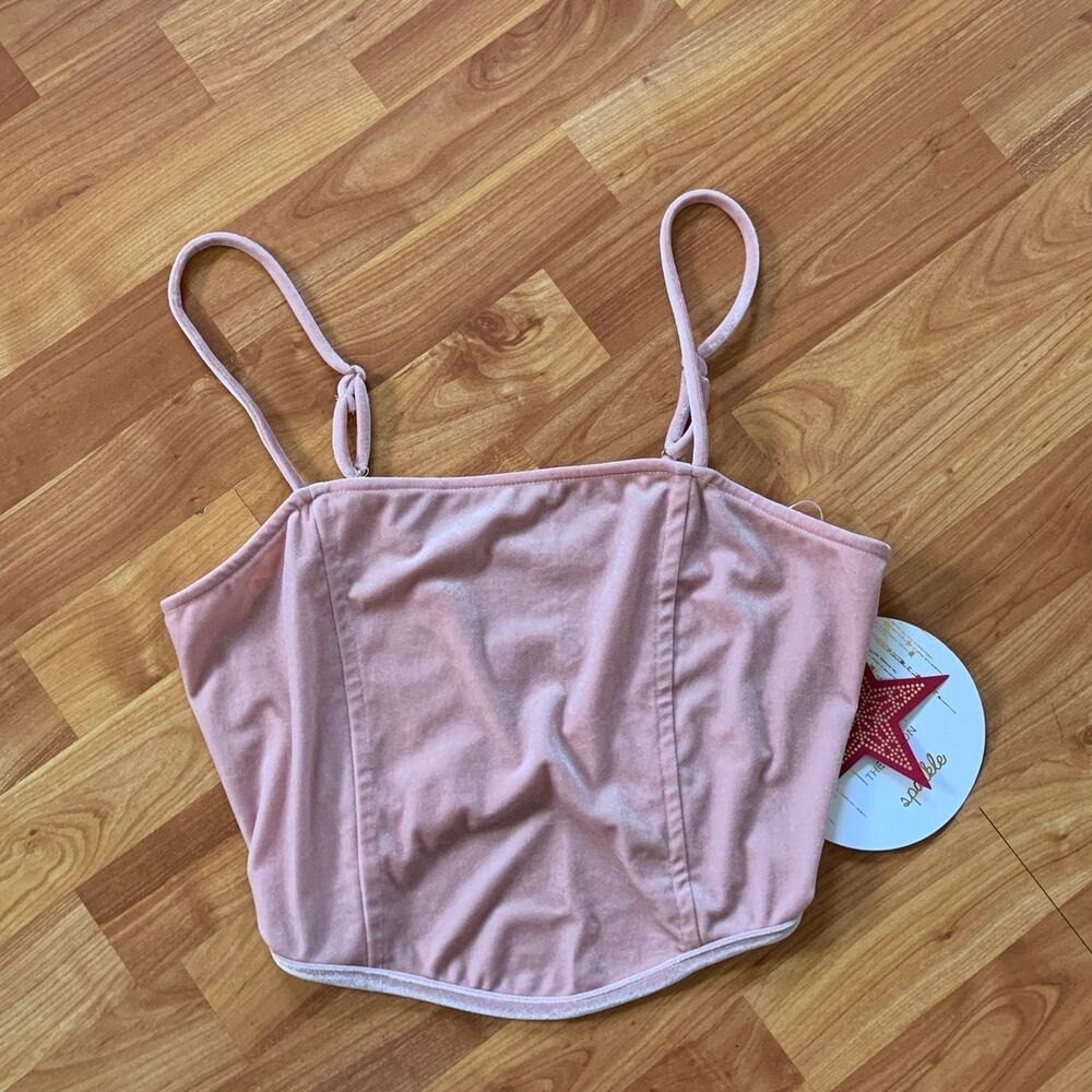 Mixed Threads Pink Crop Top with pearls in‎ the back